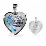 Butterfly I'll Hold You in My Heart Until I Can Hold You in Heaven Memorial Gift - Heart Pendant Necklace - Heart Luxury Necklace (Silver)