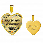 To My Unbiological Sister There's A Point In Every True Friendship Luxury Heart Pendant Necklace - Heart Luxury Necklace (Gold Plated)