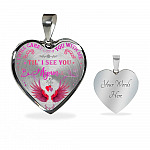 Cardinal I Will Carry You with Me Til' I See You Again Heart Pendant Necklace - Heart Luxury Necklace (Silver)