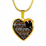 Necklace to My Daughter Never Forget That I Love You I Promise From Dad Heart Pendant Necklace - Heart Luxury Necklace (Gold Plated)