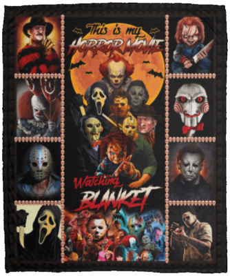 This Is My Horror Movie Watching Blanket Old Horror Movie Characters Fleece Blanket - Premium Sherpa Blanket, White, Cozy Plush Fleece Blanket - 50x60