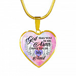 Angel Wing God Has You In His Arms I Have You in My Heart Heart Pendant Necklace - Heart Luxury Necklace (Gold Plated)