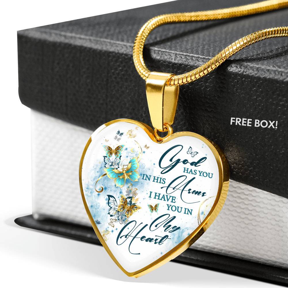 Butterfly God Has You In His Arms I Have You in My Heart Heart Pendant Necklace - Heart Luxury Necklace (Gold Plated) Butterfly God Has You In His Arms I Have You in My Heart Heart Pendant Necklace - Heart Luxury Necklace (Gold Plated)