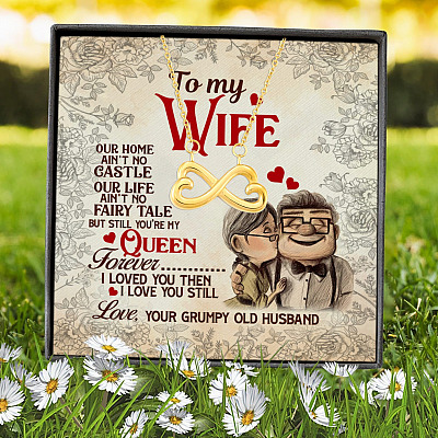 Alternative view of To My Wife Our Home Ain't No Castle Our Life Ain't No Fairy Tale Infinity Heart Pendant Necklace