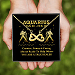 1Th. Zodiac Necklace Card Aquarius Infinity Heart Necklace (Gold)