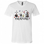 Squadgoals Nightmare Before Christmas Halloween Town Jack Sally Oogie Boogie Characters T-Shirt - V Neck, White, V-Neck T-Shirt