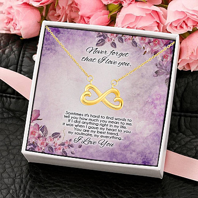 Never Forget I Love You Sometimes It's Hard To Find Words Infinity Heart Pendant Necklace Anniversary Gifts for Wife