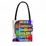 Never Underestimate the Power of a Girl with a Book RBG All Over Print Tote Bag - Shoulder Bag - Shopping Bag