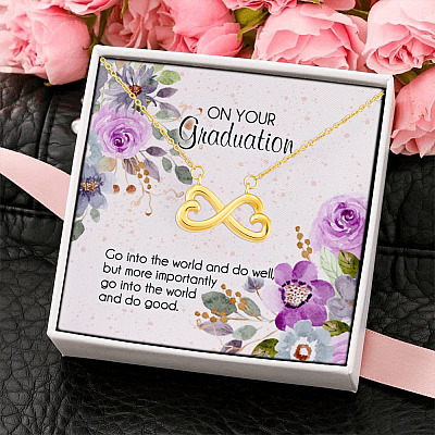 Alternative view of On Your Graduation Go Into the World and Do Well Heartfelt Card And Joined Infinity Heart Pendant Necklace