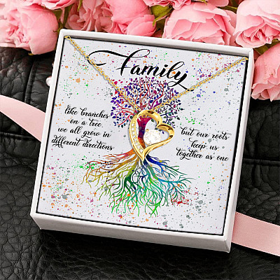 Alternative view of Tree Of Life Family Like Branches On A Tree We All Grow Heartfelt Card Jewelry Forever Love Pendant Necklace