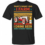That's What I Do I Farm I Drink And I Know Things Vintage T-Shirt - Funny Farmer Shirt, Black, Unisex T-Shirt