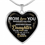 Whenever You Feel Overwhelmed Remember Whose Daughter Heart Pendant Necklace - Necklace For Daughter From Mom - Heart Luxury Necklace (Silver)