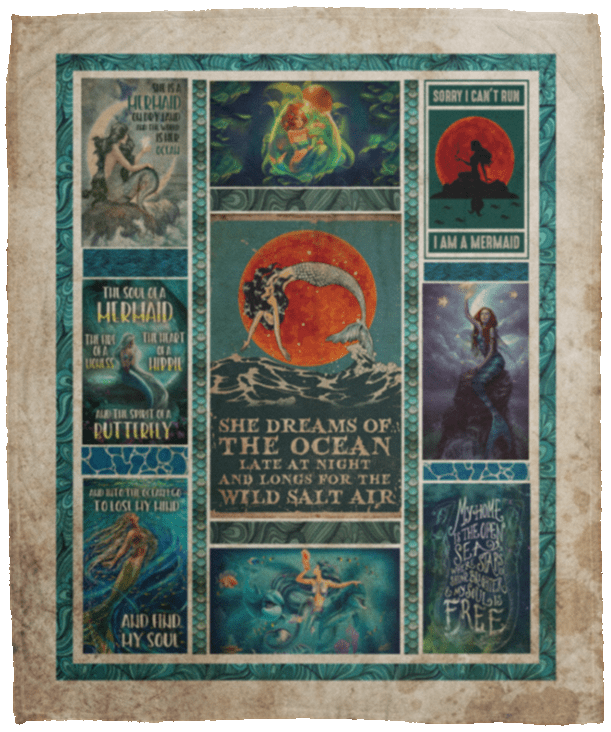 She Dreams Of The Ocean Late At Night Mermaid Fleece Blanket - Premium Sherpa Blanket - Woven Blanket, White, Cozy Plush Fleece Blanket - 50x60 She Dreams Of The Ocean Late At Night Mermaid Fleece Blanket - Premium Sherpa Blanket - Woven Blanket, White, Cozy Plush Fleece Blanket - 50x60