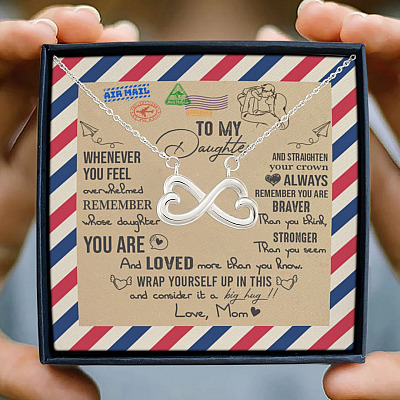 Alternative view of Mom To My Daughter Whenever You Feel Overwhelmed Remember Whose Daughter You Are Infinity Heart Pendant Necklace