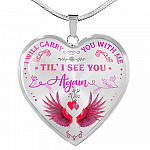 Cardinal I Will Carry You with Me Til' I See You Again Heart Pendant Necklace - Heart Luxury Necklace (Silver)