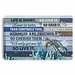 Turtle Life Is Short So Live It Love Is Rare So Grab It Gallery Wrapped Framed Canvas Prints - Unframed Poster, White, 0.75'' Framed Canvas