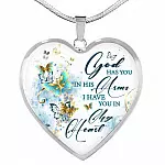 Butterfly God Has You In His Arms I Have You in My Heart Heart Pendant Necklace - Heart Luxury Necklace (Silver) Butterfly God Has You In His Arms I Have You in My Heart Heart Pendant Necklace - Heart Luxury Necklace (Silver)