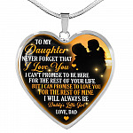 Necklace to My Daughter Never Forget That I Love You I Promise From Dad Heart Pendant Necklace - Heart Luxury Necklace (Silver)