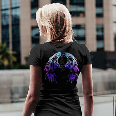 Alternative view of You Matter Wings Suicide Prevention Awareness Semicolon Purple N Teal Print On Back Only Plain Front T-Shirt