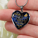 I Tell You I Love You Heart Pendant Necklace - Wife Necklace From Husband - Gift For Her - Heart Luxury Necklace (Silver)