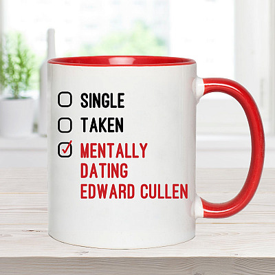 Alternative view of Personalized Single Taken Mentally Dating Celebrity Name Funny Accent Mug