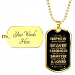 Aunt To My Nephew Always Remember You Are Braver Than You Believe Love Aunt Dog Tag Pendant Necklace - Dog Tag (Gold Plated)