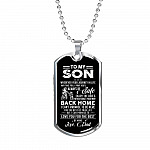 Dad to My Son Wherever Your Journey in Life May Take You I Pray You'll Always Be Safe Dog Tag Pendant Necklace - Dog Tag (Silver)