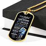 Wife To My Husband when I Say I Love You More Dog Tag Pendant Necklace - Dog Tag (Gold Plated)