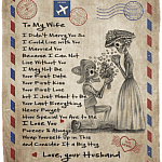 Skull Couple To My Wife I Didn't Marry You So I Could Live With You Letter Fleece Blanket - Premium Sherpa Blanket, White, Cozy Plush Fleece Blanket - 50x60