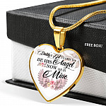 Daddy's Girl I Used to Be His Angel Now He Is Mine Heart Pendant Necklace - Heart Luxury Necklace (Gold Plated)