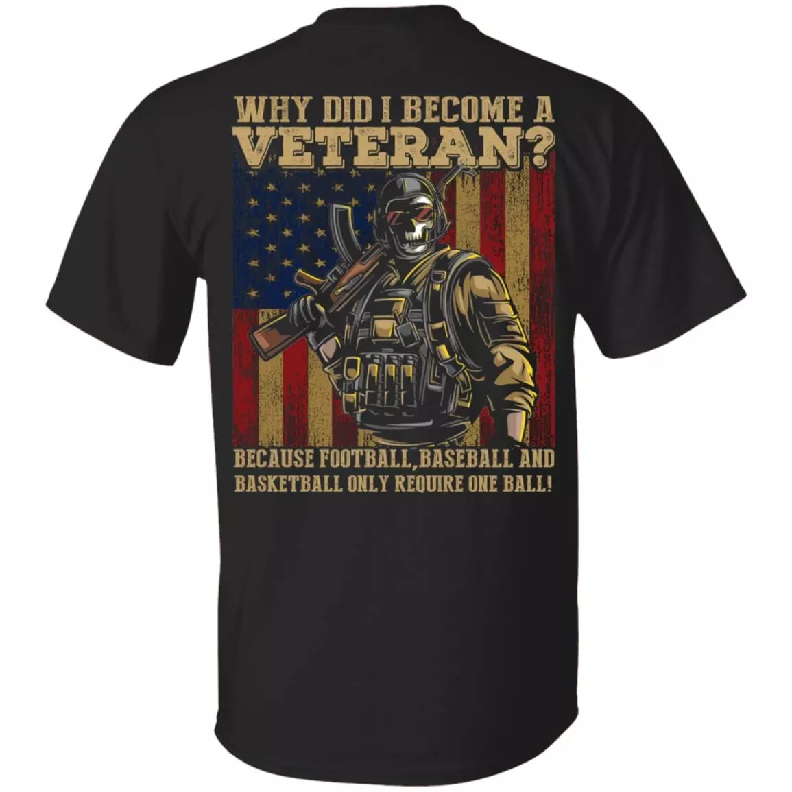 Why DId I Become A Veteran Print On Back T-Shirt - Funny Veteran Shirt, Black, Unisex T-Shirt