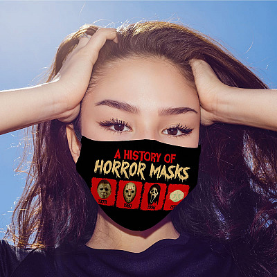 Alternative view of A History of Horror Masks Michael 1978 Jason 1980 Ghostface 1996 Face Mask 2020 Washable Reusable Custom - Printed Cloth Face Mask Cover