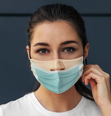 Alternative view of Idiot Uncovered Nose Washable Reusable Custom - Printed Cloth Face Mask Cover