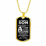 Mom to My Son Wherever Your Journey in Life May Take You I Pray You'll Always Be Safe Dog Tag Pendant Necklace - Dog Tag (Gold Plated)
