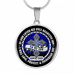 To My Son Love Dad Circle Pendant Necklace - Son Necklace From Dad - Cross Necklace - Son Gift From Dad - Circle Luxury Necklace (Silver)