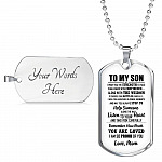 To My Son I Wish You The Strength To Face Challenges With Confidence Dog Tag Pendant Necklace - Dog Tag (Silver)