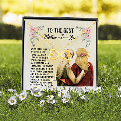 To The Best Mother In Law I Fell In Love With Your Son Heartfelt Card Jewelry Infinity Heart Pendant Necklace