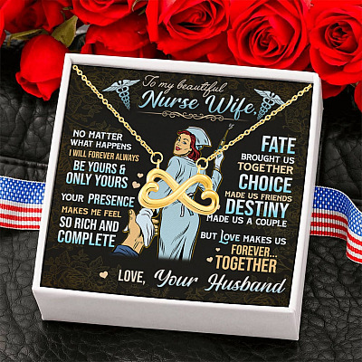Necklace to My Nurse Wife No Matter What Happens I'll Forever Always Be Yours Infinity Heart Pendant