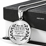 But The Lord Stood With Me And Gave Me Strength Bible Circle Pendant Necklace - Circle Luxury Necklace (Silver)