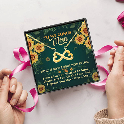 To My Bonus Mom Thank You For All The Love You Have Given Me Forever Infinity Heart Pendant Necklace