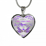 Dragonfly I Will Carry You with Me Til' I See You Again Heart Pendant Necklace - Heart Luxury Necklace (Silver)