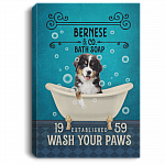 Bernese Dog Co Bath Soap Wash Your Paws Funny Framed Canvas Prints - Unframed Poster, White, 0.75'' Framed Canvas
