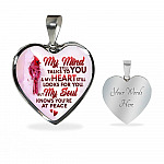 My Mind Still Talks To You My Heart Still Looks For You My Soul Knows You Are At Peace Heart Pendant Necklace - Heart Luxury Necklace (Silver)