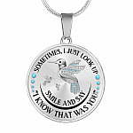 Personalized Hummingbird Sometimes I Just Look Up Smile And Say I Know That Was You Memorial Circle Pendant Necklace - Circle Luxury Necklace (Silver)