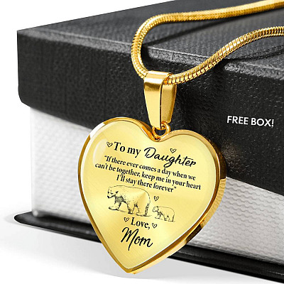 From Mom To My Daughter If There Ever Comes A Day When We Can't Be Together Luxury Heart Pendant Necklace - Heart Luxury Necklace (Gold Plated)