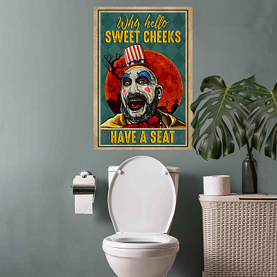 Alternative view of Why Hello Sweet Cheeks Have A Seat Captain Spaulding Funny Toilet Framed Canvas Prints - Unframed Poster