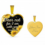 Sunflower Fear Not for I Am with You Isaiah 41 10 Heart Pendant Necklace - Heart Luxury Necklace (Gold Plated)