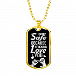 To Trucker Husband Drive Safe Because I Fucking Love You Dog Tag Pendant Necklace - Gift From Truck Driver Wife - Dog Tag (Gold Plated)