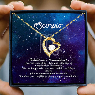 Scorpio Sign Constellation Horoscope Zodiac Birthday Astrology Forever Love Heart Pendant Necklace