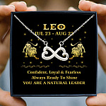 1Th. Zodiac Necklace Card Leo Infinity Heart Necklace (Silver) 3